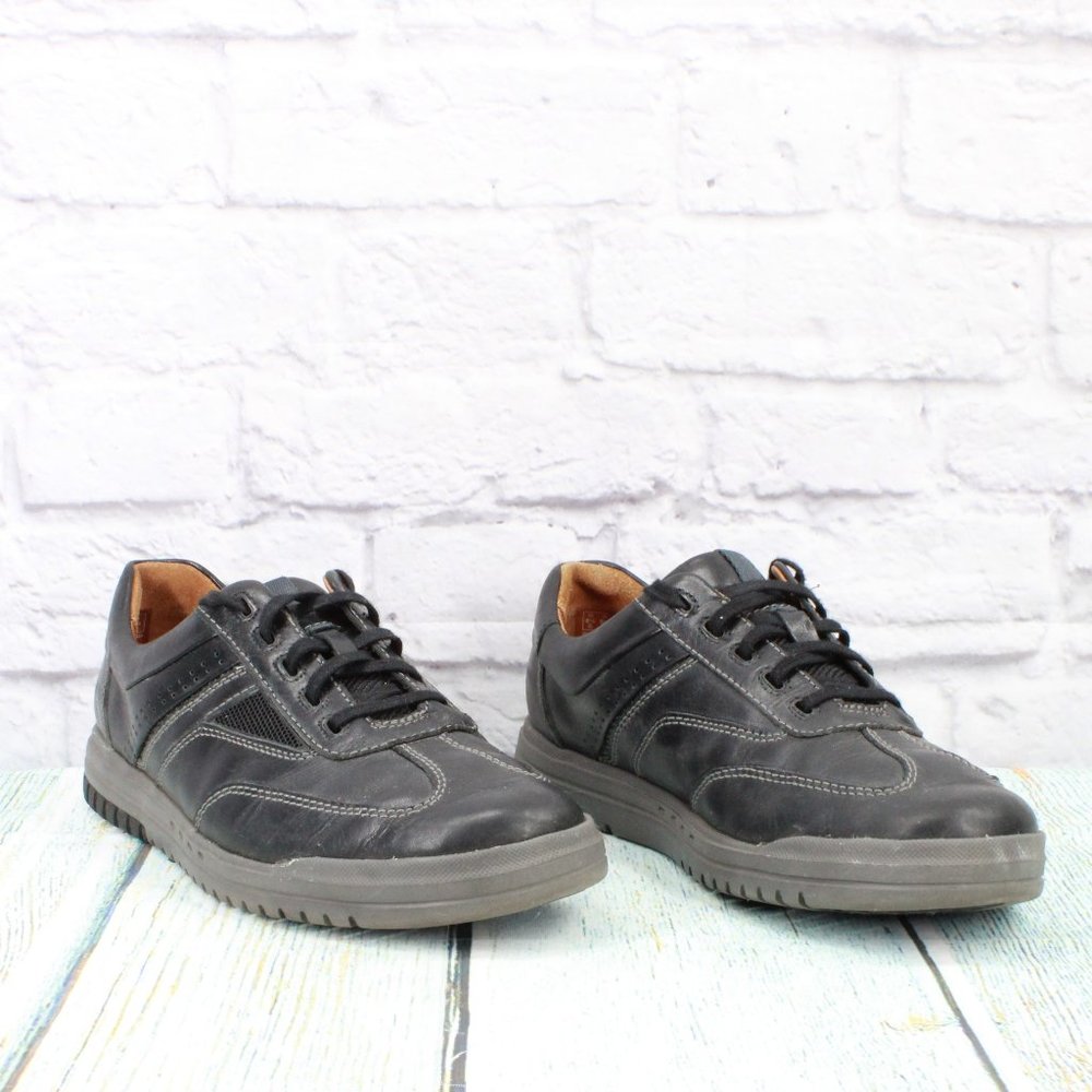 Clarks Unstructured Black Leather Comfort Low Top Sneakers Shoes Size 9.5 Medium - Picture 3 of 9